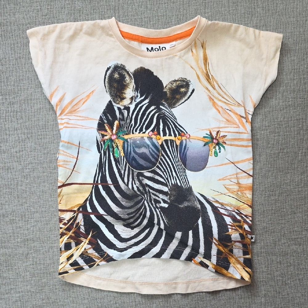 Molo Cream Zebra Print Short Sleeve Tee